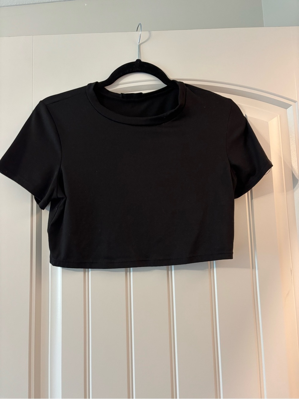 Black Cropped Crewneck Tee